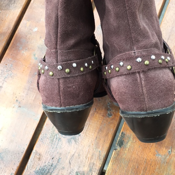 Brown suede Cowboy boots harness - Picture 4 of 12